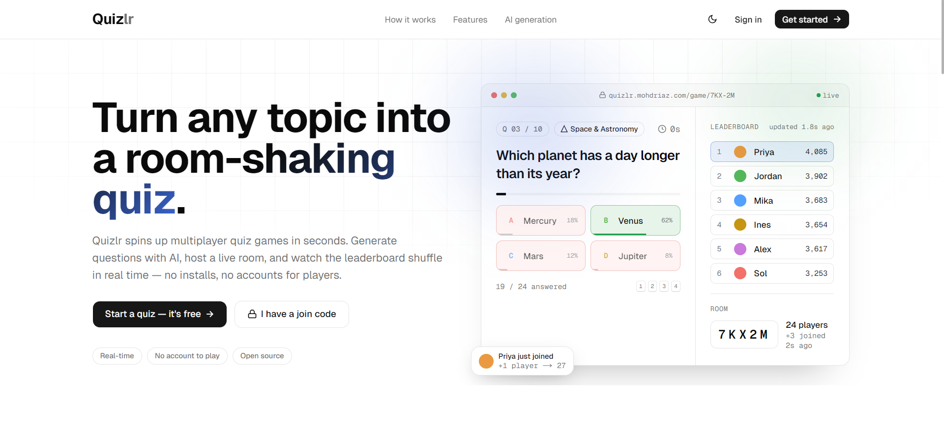 Quizlr screenshot